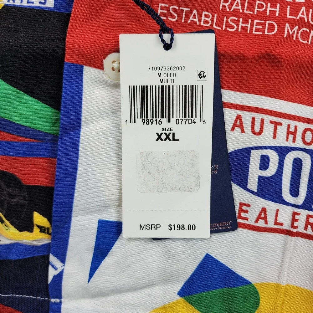 Polo Ralph Lauren Classic Fit Men's XXL Racing Graphic Rayon Camp Shirt NWT